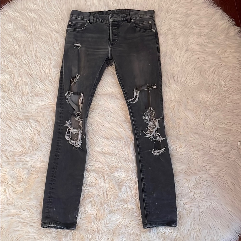 Balmain Gray Skinny Distressed Jeans